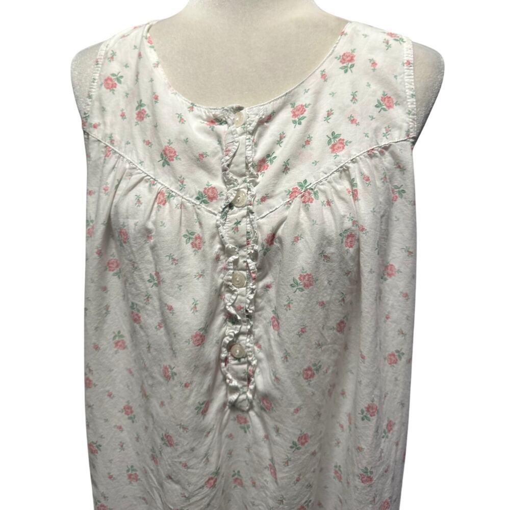 Laura Ashley Vintage Floral Nightgown Soft Cotton, Ruffle Hem XL Made in USA - Picture 2 of 5